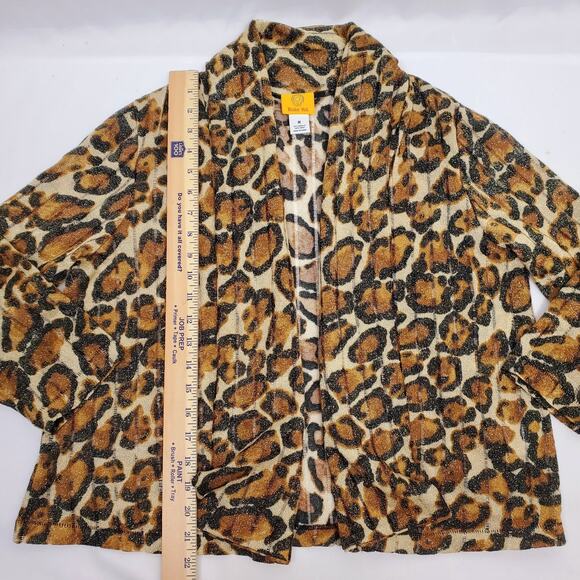 Ruby Rd Top M Leopard Cheetah Animal Print Lightweight Open Front Cardigan Women - Picture 4 of 7